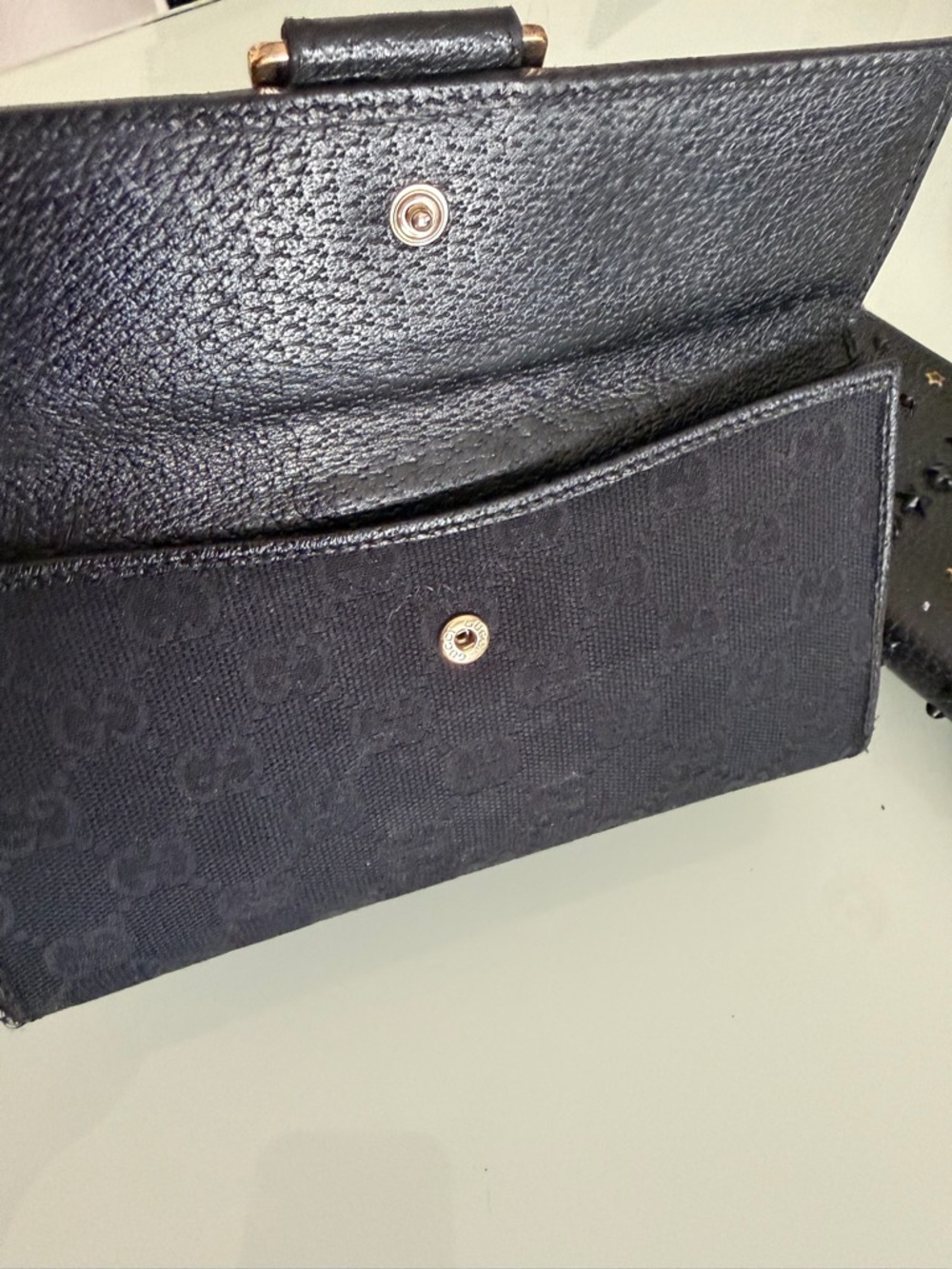 Gucci Black Canvas Continental Wallet with gold hardware and jimmy choo set of 2 - Picture 7 of 12